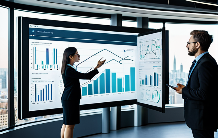 A diverse group of professional data analysts and data scientists are collaborating in a high-tech, contemporary office. They are dressed in modern, modest business attire, standing around a large, interactive transparent screen or holographic display. The screen showcases complex, real-time data visualizations: dynamic charts, streaming analytics, interconnected nodes, and abstract representations of AI processing. The background is a blurred cityscape seen through large windows, symbolizing global connectivity. Professional studio photography, high resolution, perfect anatomy, correct proportions, natural pose, well-formed hands, proper finger count, natural body proportions, safe for work, appropriate content, fully clothed, professional dress, modest clothing.