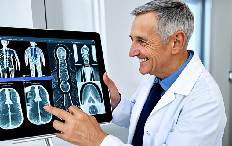 AI in Healthcare**
"A friendly doctor using an AI-powered tablet to analyze medical images, smiling reassuringly at a senior patient. Modern, clean hospital environment. Focus on collaboration and care. Fully clothed, professional attire. Safe for work, appropriate content, professional photography, perfect anatomy, correct proportions, well-formed hands, proper finger count, natural body proportions, family-friendly."
**