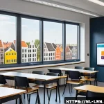 Home 16 효율적인 학습 데이터 관리 방안 - A modern classroom setting in the Netherlands with a diverse group of teachers and students interact...